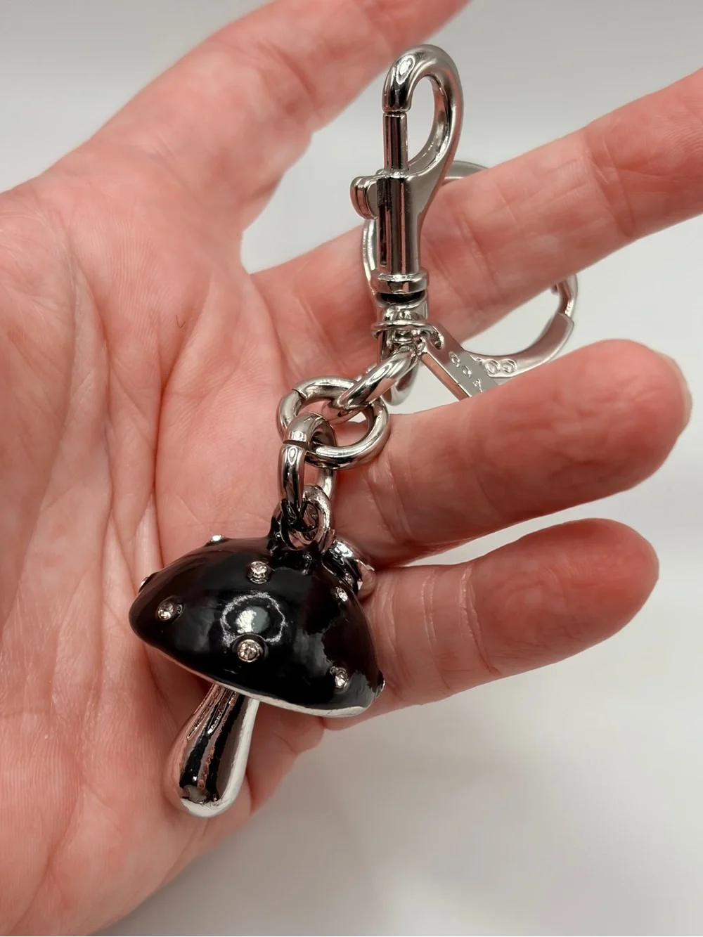 Black and Silver Mushroom Charm Keychain